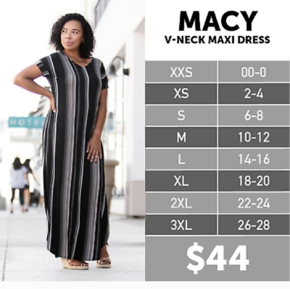 LULAROE MACY V- NECK MAXI DRESS - Picture 7 of 7